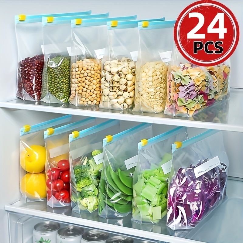 Reusable Zip Bag - 24 sacs de conservation alimentaire réutilisables