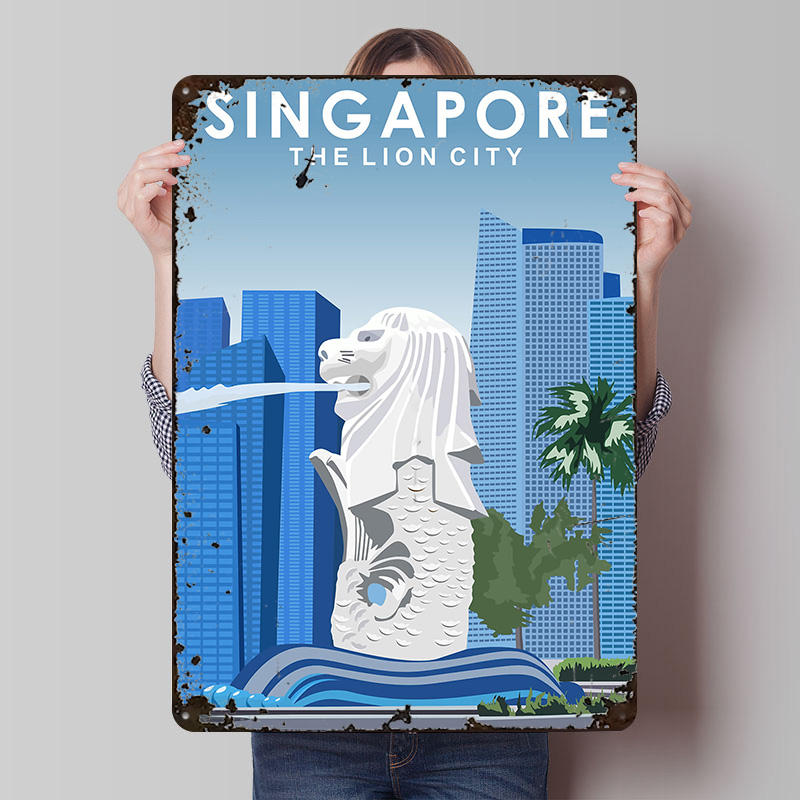Travel Accessories Singapore - Affiche murale personnalisée en métal sur
