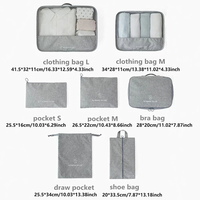 Ensemble de 7 cubes de rangeme - Travel Accessories Kit For Men avis et prix